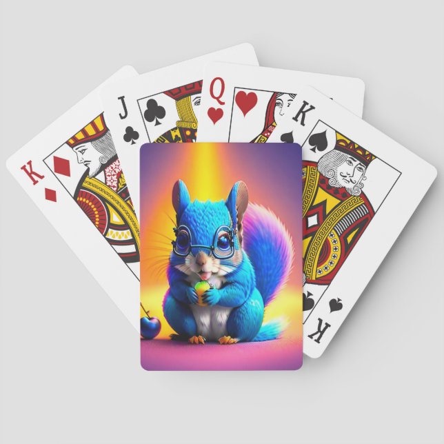 Blue Squirrel Eating A Fruit  Playing Cards (Back)