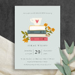 Blue Stacked Books Floral Bridal Shower Invite<br><div class="desc">For any further customisation or any other matching items,  please feel free to contact me at yellowfebstudio@gmail.com</div>