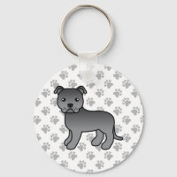 Blue Staffordshire Bull Terrier Cute Cartoon Dog