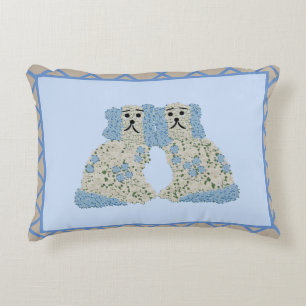 Blue Staffordshire Dogs Ginger Jars Breakfast  Decorative Cushion