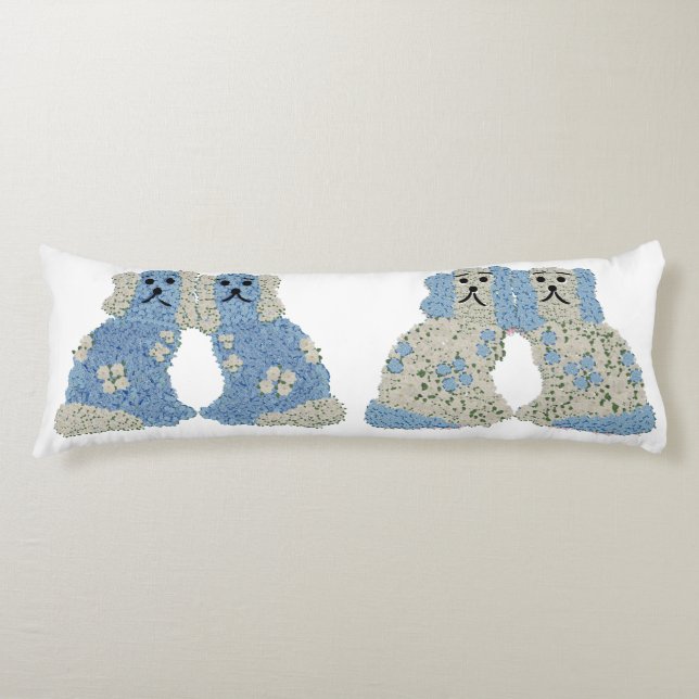Blue Staffordshire Dogs Ginger Jars  Lumbar Body Cushion (Front)