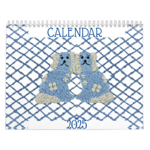 Blue Staffordshire Dogs Lattice Trellis Calendar