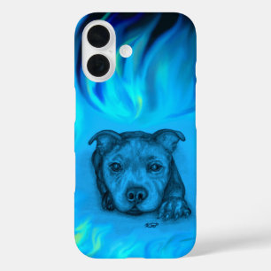 Blue Staffy Puppy iPhone 16 Case