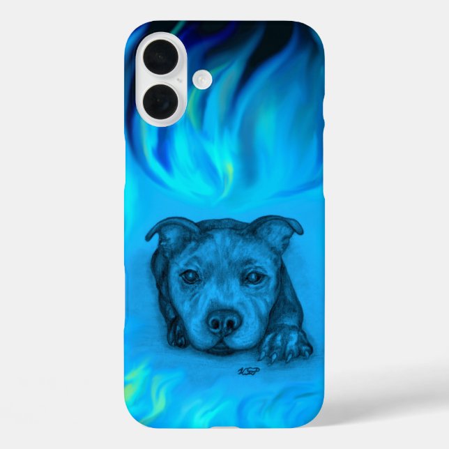Blue Staffy Puppy Case-Mate iPhone Case (Back)