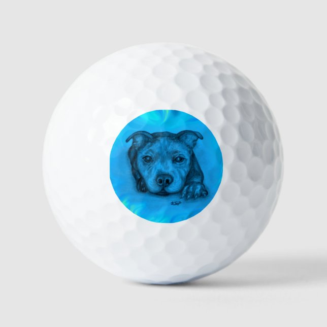 Blue Staffy Puppy Golf Balls (Front)