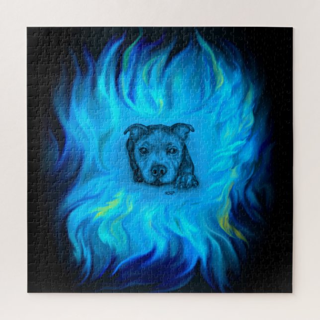 Blue Staffy Puppy Jigsaw Puzzle (Vertical)
