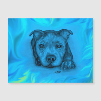 Blue Staffy Puppy Magnetic Card