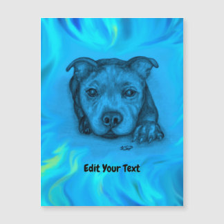 Blue Staffy Puppy Magnetic Card