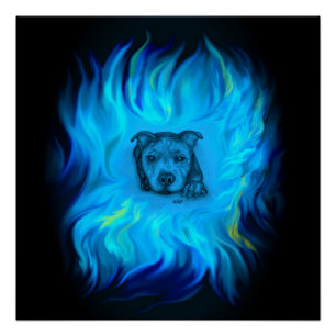 Blue Staffy Puppy Poster
