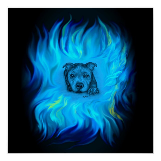 Blue Staffy Puppy Poster (Front)