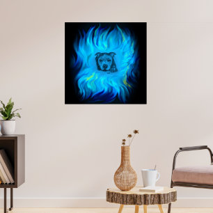 Blue Staffy Puppy Poster