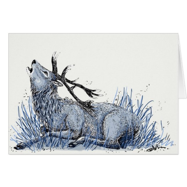 Blue Stag Card (Front Horizontal)