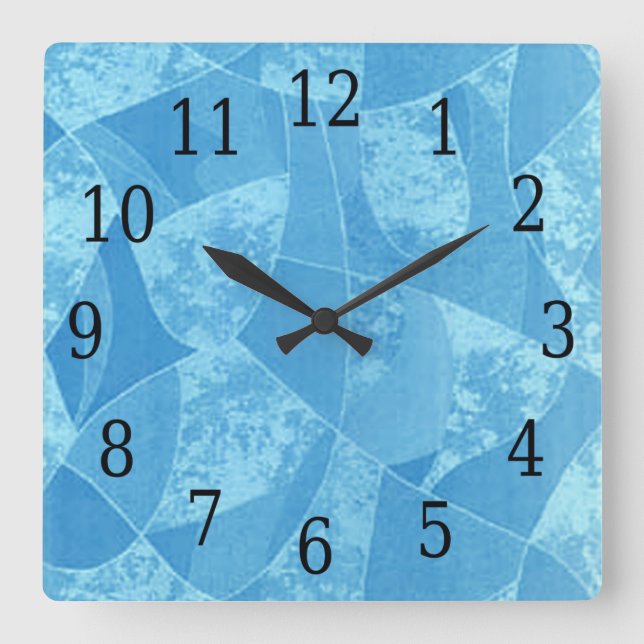 Blue Stain Glass Square Clock (Front)