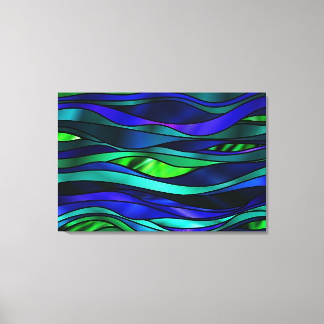 Blue Stained Glass Abstract Canvas Print (Front)