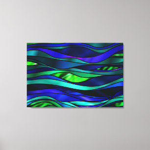 Blue Stained Glass Abstract Canvas Print