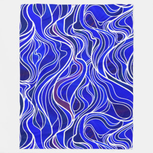 Blue Stained Glass Abstract Fleece Blanket