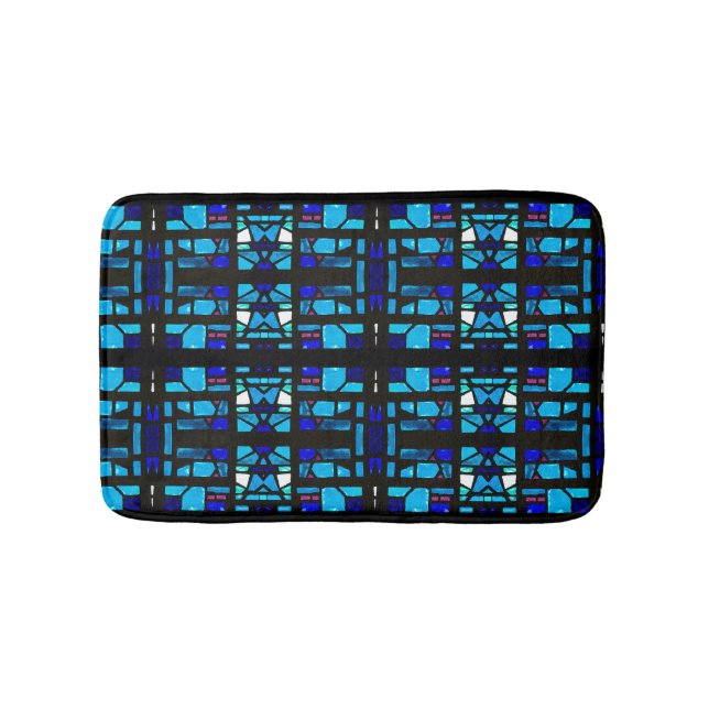 Blue Stained Glass Bath Mat (Front)