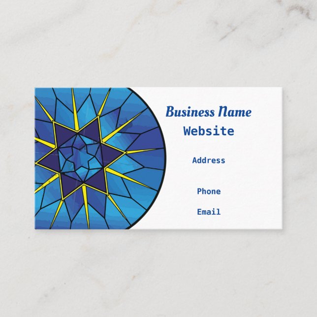 “Blue Stained Glass” Business Card (Front)