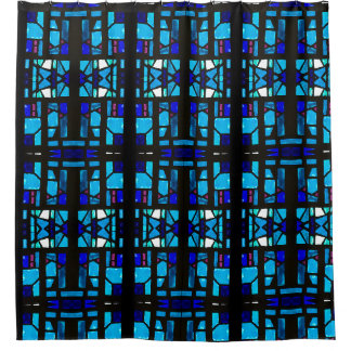 Blue Stained Glass Shower Curtain