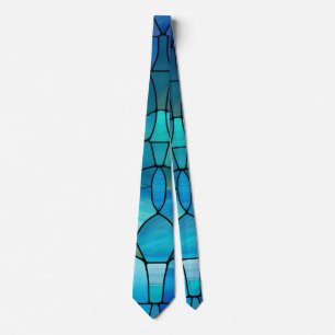 Blue Stained Glass Tie – Artistic Formal Look