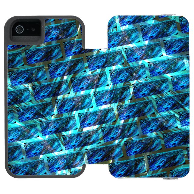 Blue stained grazed, grate or leaning brick effect incipio iPhone wallet case (Folio Open)