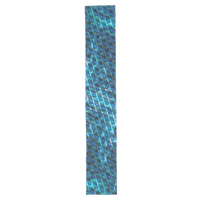 Blue stained grazed, grate or leaning brick effect long table runner (Front)