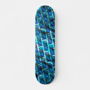 Blue stained grazed, grate or leaning brick effect skateboard