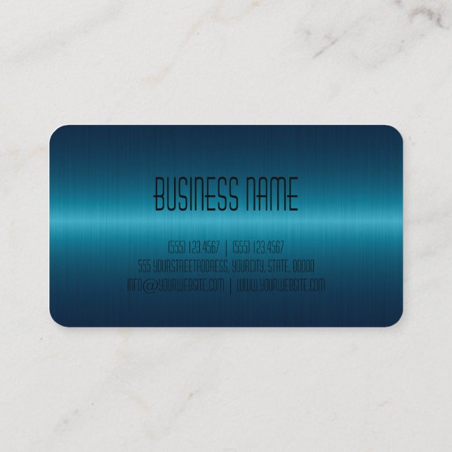 Blue Stainless Steel Metal Look Business Card (Back)