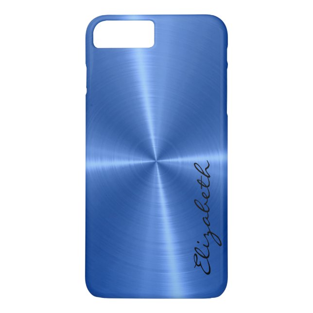 Blue Stainless Steel Metal Look Case-Mate iPhone Case (Back)
