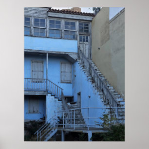Blue Staircase in Athens Poster