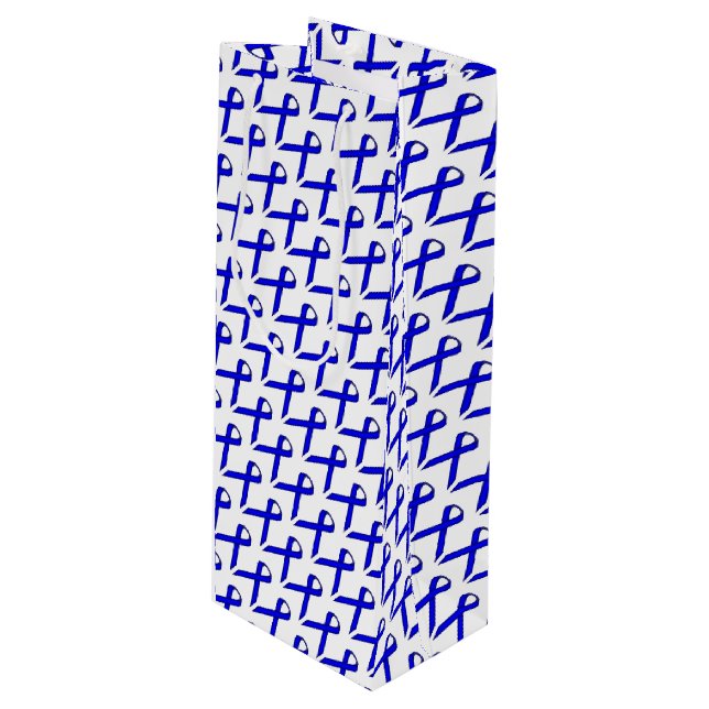 Blue Standard Ribbon by Kenneth Yoncich Wine Gift Bag (Front Angled)