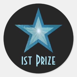 Blue Star '1st Prize' round sticker black