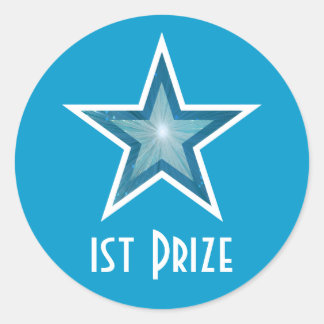 Blue Star '1st Prize' round sticker blue