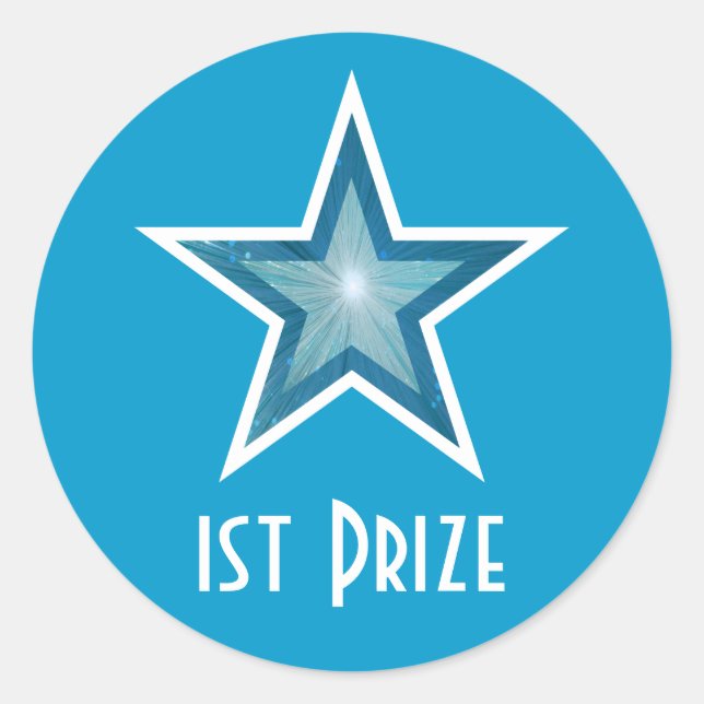 Blue Star '1st Prize' round sticker blue (Front)