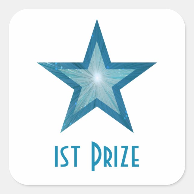 Blue Star '1st Prize' square sticker white (Front)