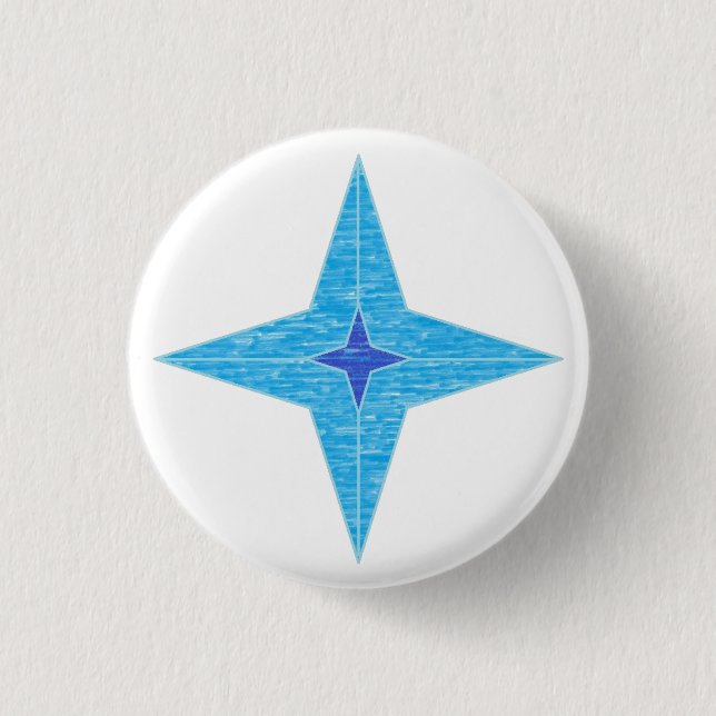 Blue Star 3 Cm Round Badge (Front)