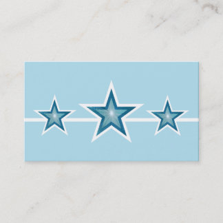 Blue Star 3 stars business card pale blue