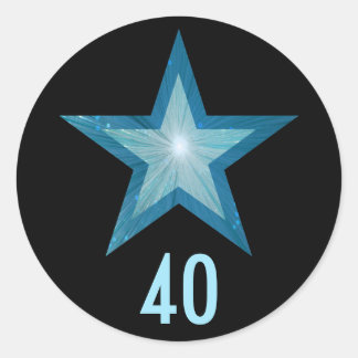 Blue Star "40" age round sticker black