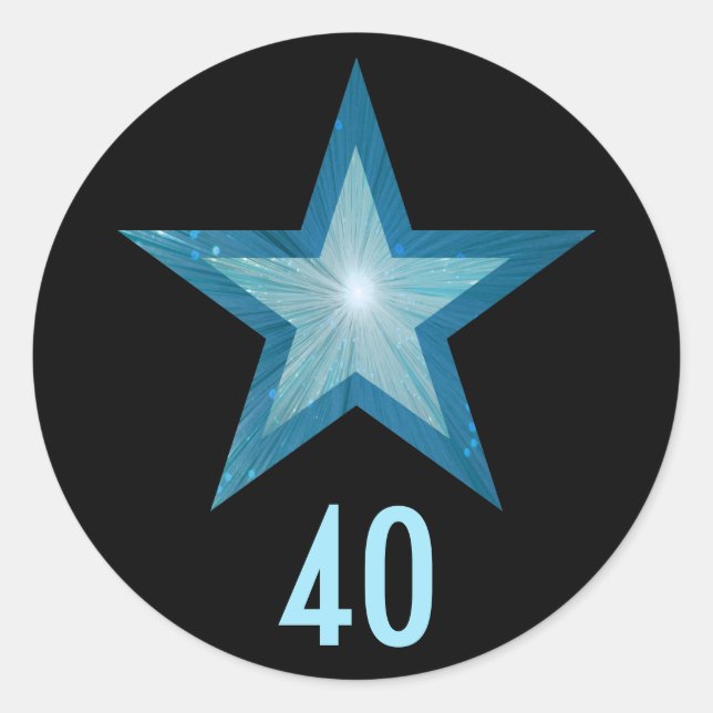 Blue Star "40" age round sticker black (Front)