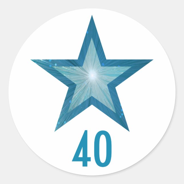 Blue Star "40" age round sticker white (Front)