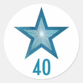 Blue Star "40" age round sticker white