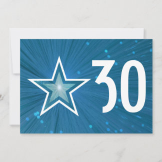Blue Star 'Age' birthday invitation white back