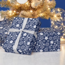 Blue Star and Snowflake Christmas Winter Pattern
