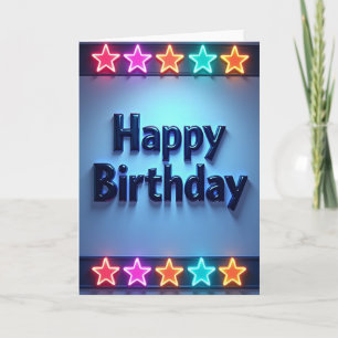 Blue Star Birthday Card