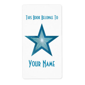 Blue Star bookplate label large white