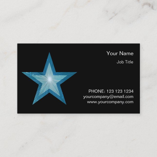 Blue Star business card template side star black (Front)
