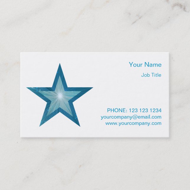 Blue Star business card template side star white (Front)