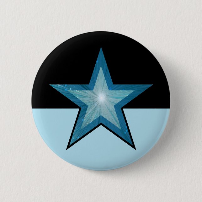 Blue Star button black pale blue (Front)