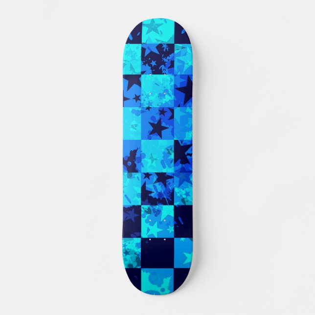 Blue Star Chequered Skateboard (Front)