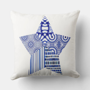 BLUE STAR COLLAGE (one star w/white background) Cushion